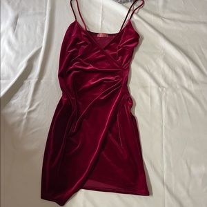 Burgundy velvet strap dress